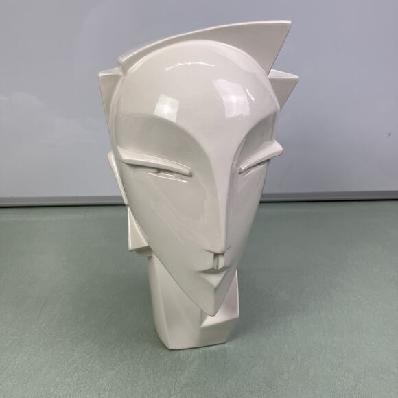 Vintage MCM Lindsey B Balkweill Style Art Deco White Ceramic Head Bust Sculpture - Picture 5 of 7
